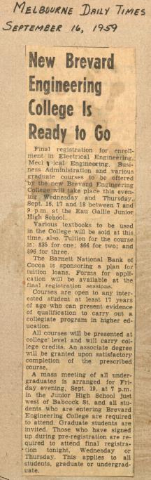 Brevard Engineering College Announces Classes