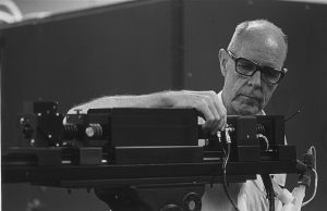 Professor Walter Nunn calibrating laser