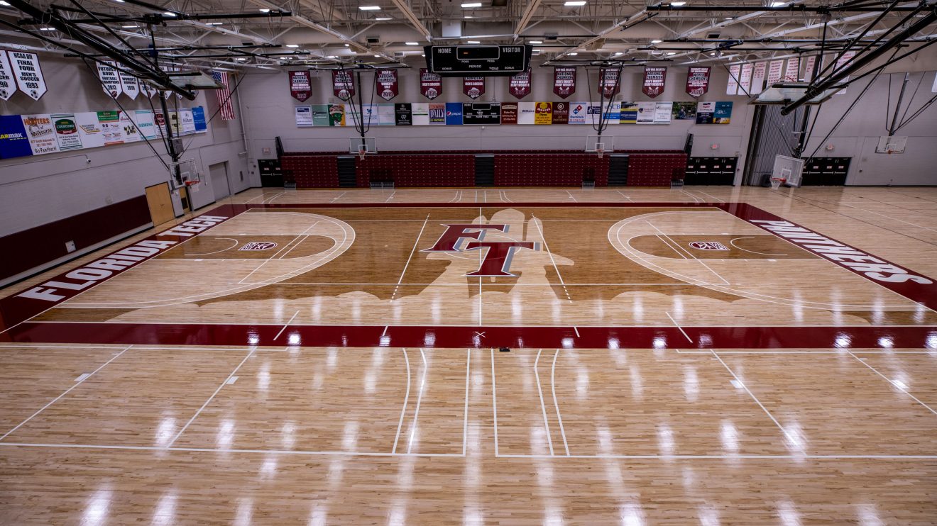 The Clemente Center's newly redesigned basketball and volleyball court, completed in June 2020