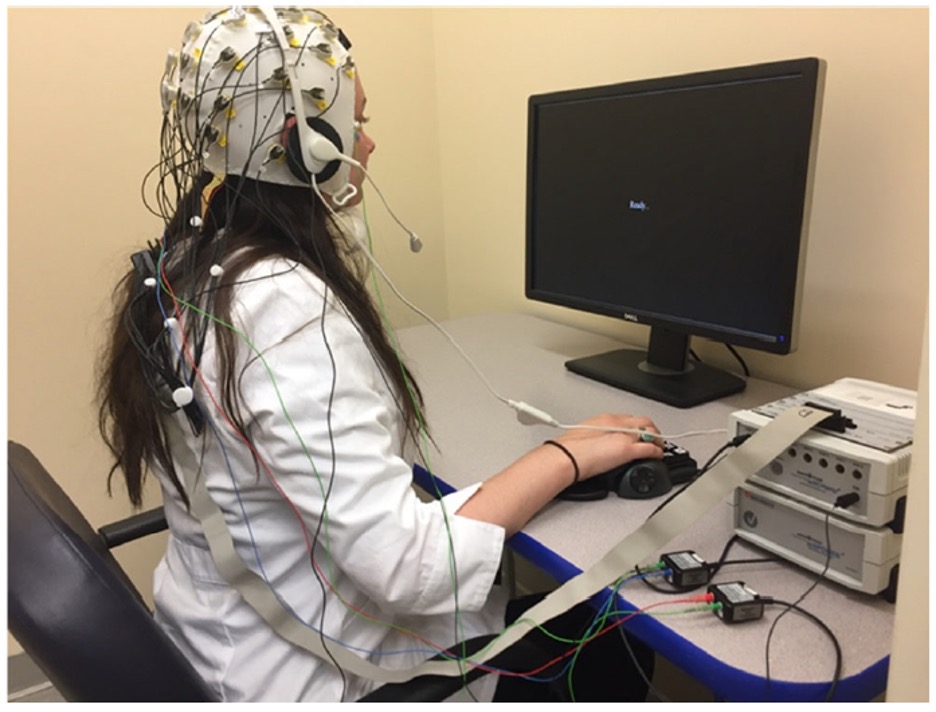 Researcher models ekg cap