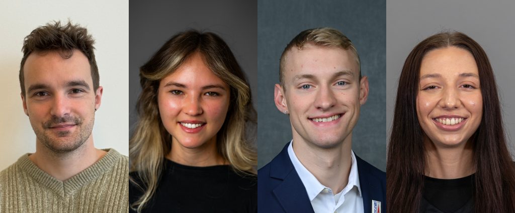 NSF Graduate Research Fellowship awardees. From left: Russ Smith, Kaitlyn Dunn, Quintin Smith and Emily Acampora
