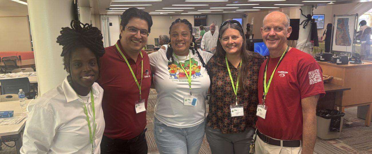 Make a Green Noise Event: Presentation to 70+ members of community Hosted at Evans Library. From left to right: Queriah Simpson, Hamidreza Najafi Camille Hadley, Emily Ralston, Steven Lazarus